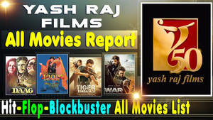 Yash Raj Films 50週年紀念圖形，附有電影海報和文字。