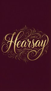 金色華麗字體在酒紅色背景上拼寫Hearsay