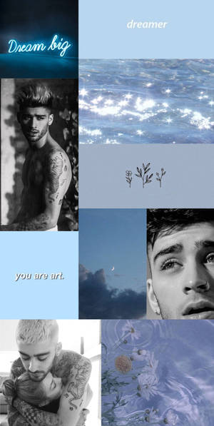Zayn Malik 拼貼，包含勵志名言與花卉水彩藝術。 — 美學拼貼 壁紙