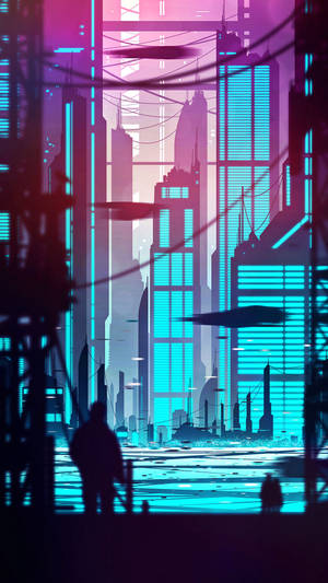 Cyberpunk City Cyan Building