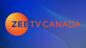 Zee TV Canada 標誌，帶有橙色圓圈和藍色文字，背景為抽象藍色。