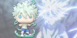 帶有發光電光藍色能量光環的動漫角色Funko Pop人偶。