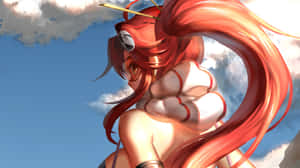 紅髮白衣的動漫女孩，背景是藍天白雲。 — 狙擊手 壁紙
