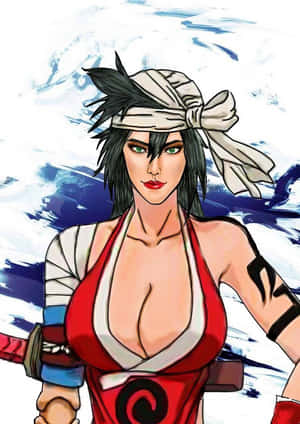 動漫女戰士，身穿紅色服裝，白色頭帶，綠色眼睛。 — 黑川伊佐那 壁紙