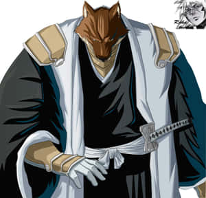 穿著傳統盔甲手持武士刀的狼武士戰士。