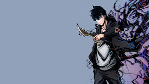 動漫戰士手持彎曲刀刃，身後有能量爆炸。 — 崔宇植 GIF 壁紙