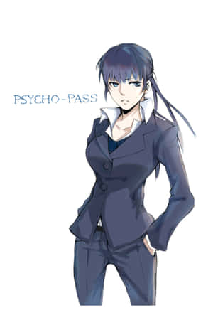 來自《Psycho-Pass》的動畫角色，穿著灰色西裝，表情嚴肅。 — Vivo Pad SE 壁紙