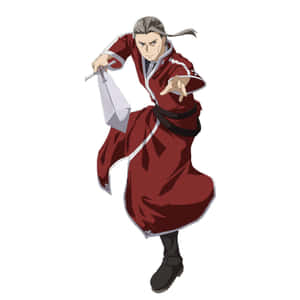 身穿紅色長袍的動漫戰士以動態姿勢揮劍。 — 刀劍神域 GIF 壁紙