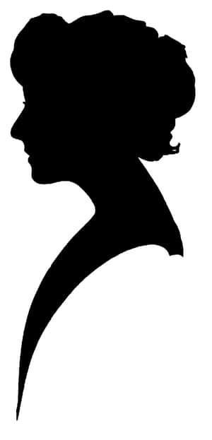 帶有造型頭髮的優雅女性側面黑色剪影。 — 美麗的日落動畫 壁紙