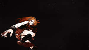 穿著校服的動漫女孩在星空飄浮 — 斬！赤紅之瞳 GIF 壁紙