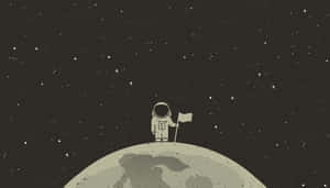 太空人在星空下的月球表面插旗 — Astroworld GIF 壁紙