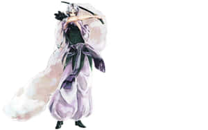 身穿飄逸紫色長袍的動漫戰士，以水彩風格拔劍。 — 隻狼 壁紙