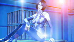 一位發光的賽博格女性在霓虹未來風格房間中。 — 5120x2880 壁紙