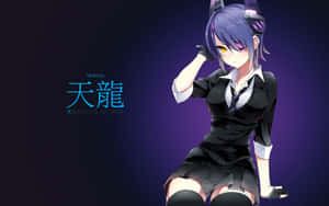 紫髮貓耳的動漫女孩，穿著黑色校服，背景為深紫色。 — 火影忍者疾風傳 壁紙