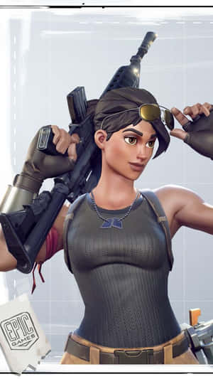 身穿戰術裝備的女性士兵手持步槍並調整護目鏡。 — Fortnite 造型 壁紙