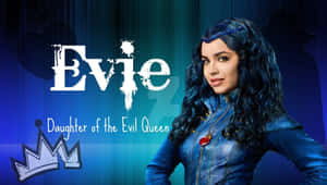 Evie Daughter of the Evil Queen 身穿藍色皮褸，配有皇冠圖案 — 迪士尼角色 壁紙