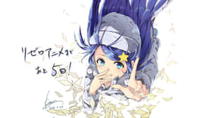 藍髮動漫女孩戴著星星飾品，用金色紙屑慶祝。 — 堀與宮村 壁紙