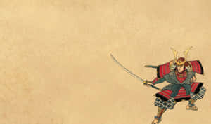 全副盔甲的武士在紋理羊皮紙上手持刀劍。 — 武士 壁紙