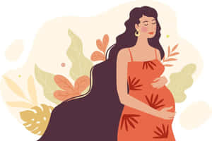 孕婦在秋葉環繞中抱著肚子。 — 孕婦 壁紙