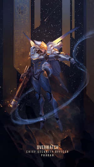 《鬥陣特攻》角色法拉在太空中發射武器，留下發光軌跡。 — 鬥陣特攻 GIF 壁紙