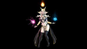 奇幻法師在黑暗虛空中施放發光魔法 — 寵物小精靈 劍與盾 壁紙