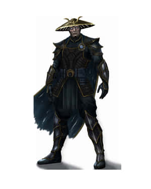 一位身穿暗黑武士鎧甲、飾有金邊和寬邊帽的戰士。 — Apple Watch Ultra 壁紙
