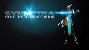 來自《守望先鋒》的 Symmetra 角色，帶有發光的藍色能量和文字。 — 鬥陣特攻 GIF 壁紙