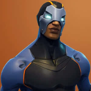 身穿藍黑套裝、眼睛發光的未來超級英雄。 — Fortnite 造型 壁紙