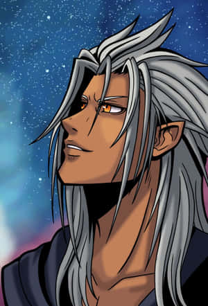 銀髮橙眼的動漫角色，背景為星空。 — 小米Mix 壁紙