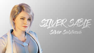 Silver Sable 身穿淺藍色未來風格服裝，銀髮藍眼。 — 銀色 壁紙