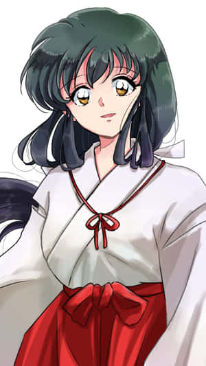 穿著白色和服、繫紅色絲帶和腰帶的動漫女孩 — 黑川伊佐那 壁紙