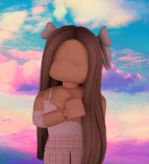 粉彩天空下嘅Roblox貓耳女仔 — Galaxy Z Flip 8 壁紙