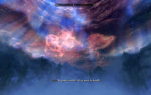 白雪皚皚的山脈，下方是充滿星星和旋轉色彩的鮮豔宇宙星雲。 — 1280x800 壁紙