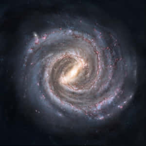 一個螺旋星系，在深空中擁有發光的恆星和宇宙塵埃旋臂。 — 銀河系 壁紙