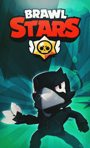 穿著黑色服裝的《Brawl Stars》角色，搭配發光的青綠色背景。 — Galaxy Tab S10 Ultra 壁紙