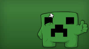 綠色Minecraft爬行者貼著繃帶豎起大拇指。 — 型格 Minecraft 壁紙