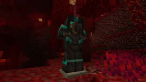 Minecraft 地獄中的終界使者，紅色地獄岩和熔岩光芒