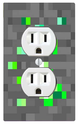 牆上帶有兩個電源插座的 Minecraft 苦力怕像素藝術。 — Nubia Flip2 壁紙