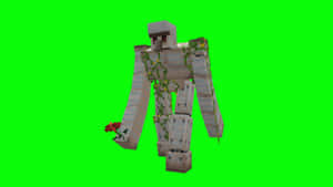 方塊狀喪屍在綠色屏幕上手持紅花。 — 型格 Minecraft 壁紙