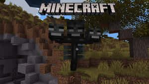 一個Minecraft終界使者在像素化森林中，有樹木和泥土山丘。