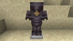 一個Minecraft終界使者角色站在一個有方塊紋理的沙質房間中。