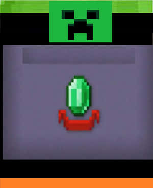 Minecraft苦力怕頭顱位於像素化雙手之上，手中托著一顆翡翠。 — Galaxy Z Fold 5 壁紙