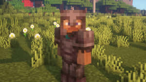 草地上有花朵的Minecraft角色