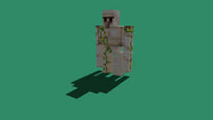 一個身上有藤蔓的Minecraft骷髏角色站在青綠色背景上。 — 型格 Minecraft 壁紙