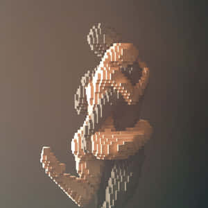 像素化數碼雕塑，裸體人形動態姿勢。 — 最佳 Minecraft 壁紙