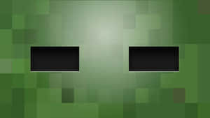 來自Minecraft的像素化綠色爬行者面孔，帶有黑色矩形眼睛。 — 我的世界 壁紙