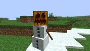 Minecraft冬季場景中的南瓜頭雪人 — 雪花 壁紙