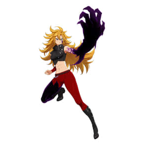 動漫戰士女孩，金髮和紫色利爪手臂，擺出戰鬥姿勢。 — 動漫惡魔 壁紙