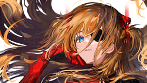 動漫女孩，金色頭髮，紅色服裝，宇宙背景 — 新世紀福音戰士 壁紙