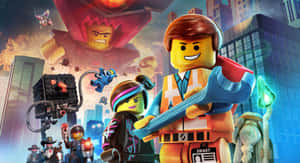 LEGO角色在混亂的城市戰鬥中，與巨型機械人和飛行敵人對戰。 — 奇幻 壁紙